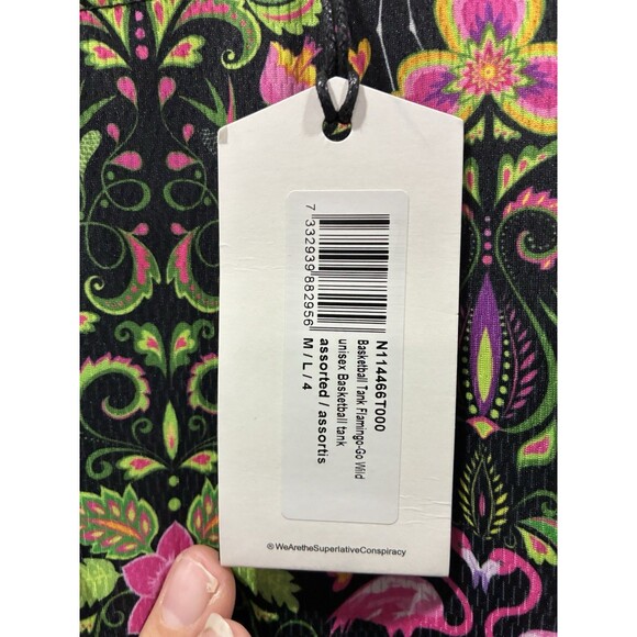 WeSC Flamingo-Go Wild Basketball Tank Top Unisex M NWT Vibrant Floral Streetwear - Picture 5 of 7
